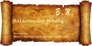 Balázsovics Mihály névjegykártya