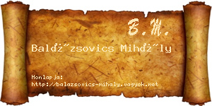 Balázsovics Mihály névjegykártya